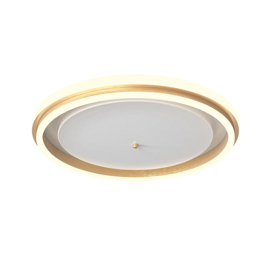 Metal Round Flush Ceiling Light - Simple Gold/Coffee LED Flush Mount Lamp - 16.5"/20.5" Width - Warm/White Light - Perfect for Balcony