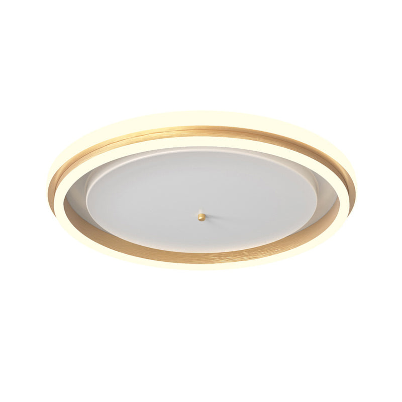 Metal Round Flush Ceiling Light - Simple Gold/Coffee Led Mount Lamp 16.5/20.5 Width Warm/White