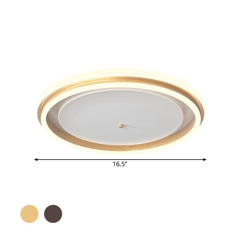 Metal Round Flush Ceiling Light - Simple Gold/Coffee LED Flush Mount Lamp - 16.5"/20.5" Width - Warm/White Light - Perfect for Balcony