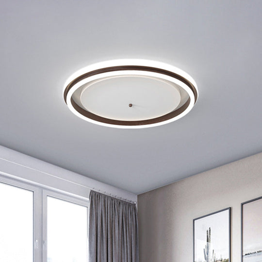 Metal Round Flush Ceiling Light - Simple Gold/Coffee LED Flush Mount Lamp - 16.5"/20.5" Width - Warm/White Light - Perfect for Balcony