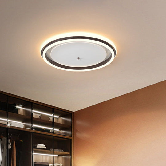 Metal Round Flush Ceiling Light - Simple Gold/Coffee LED Flush Mount Lamp - 16.5"/20.5" Width - Warm/White Light - Perfect for Balcony