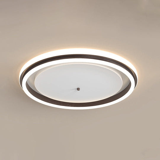 Metal Round Flush Ceiling Light - Simple Gold/Coffee LED Flush Mount Lamp - 16.5"/20.5" Width - Warm/White Light - Perfect for Balcony