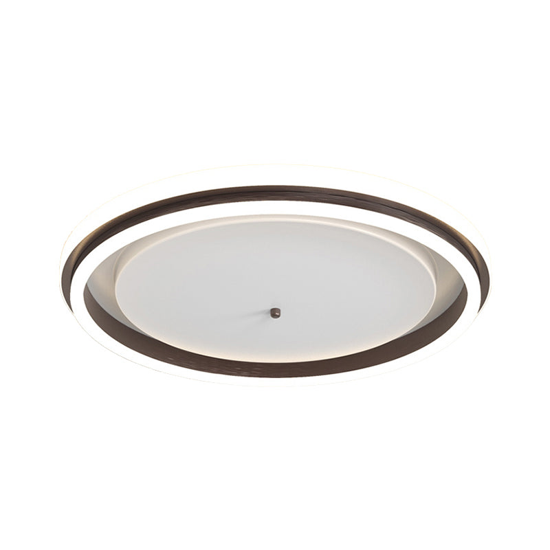 Metal Round Flush Ceiling Light - Simple Gold/Coffee LED Flush Mount Lamp - 16.5"/20.5" Width - Warm/White Light - Perfect for Balcony