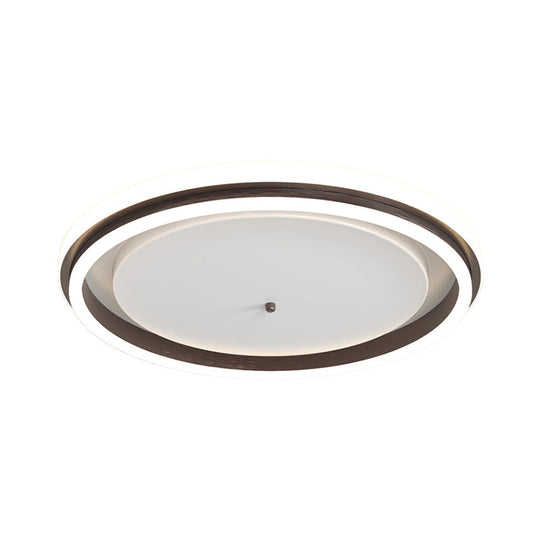 Metal Round Flush Ceiling Light - Simple Gold/Coffee LED Flush Mount Lamp - 16.5"/20.5" Width - Warm/White Light - Perfect for Balcony