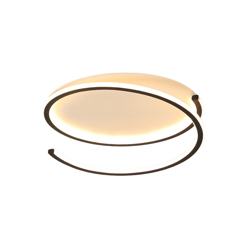 Metallic Ceiling Mounted LED Flush Light in Black/Gold with Spiral Ring Design, 16"/19.5" Width and Warm/White Light Options