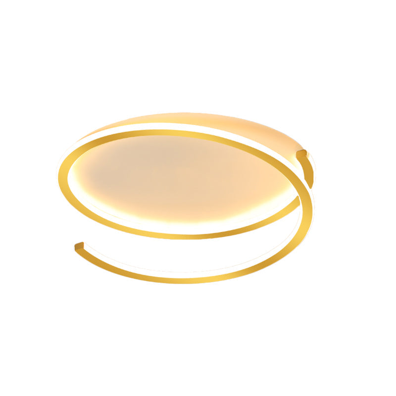 Metallic Ceiling Mounted Led Flush Light In Black/Gold With Spiral Ring Design 16/19.5 Width And