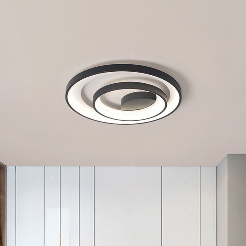 Modern LED Black Flush Ceiling Light with Metal Shade – Warm/White Light, 16.5"/20.5" Dia