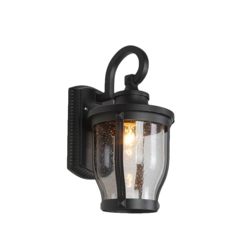 Industrial Seeded Glass Wall Sconce - Dining Room Lighting Fixture In Black