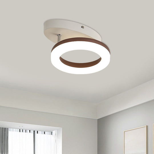 Contemporary LED Flush Mount Light with White/Warm Glow & Metal Ring in 8.5"/11.5" Width