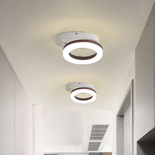 Contemporary LED Flush Mount Light with White/Warm Glow & Metal Ring in 8.5"/11.5" Width