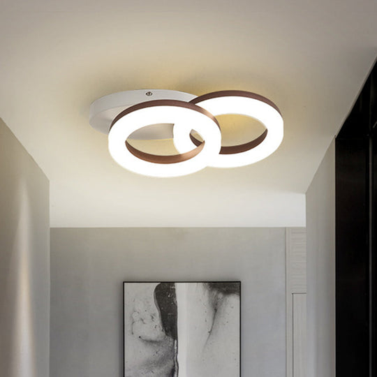 Contemporary LED Flush Mount Light with White/Warm Glow & Metal Ring in 8.5"/11.5" Width