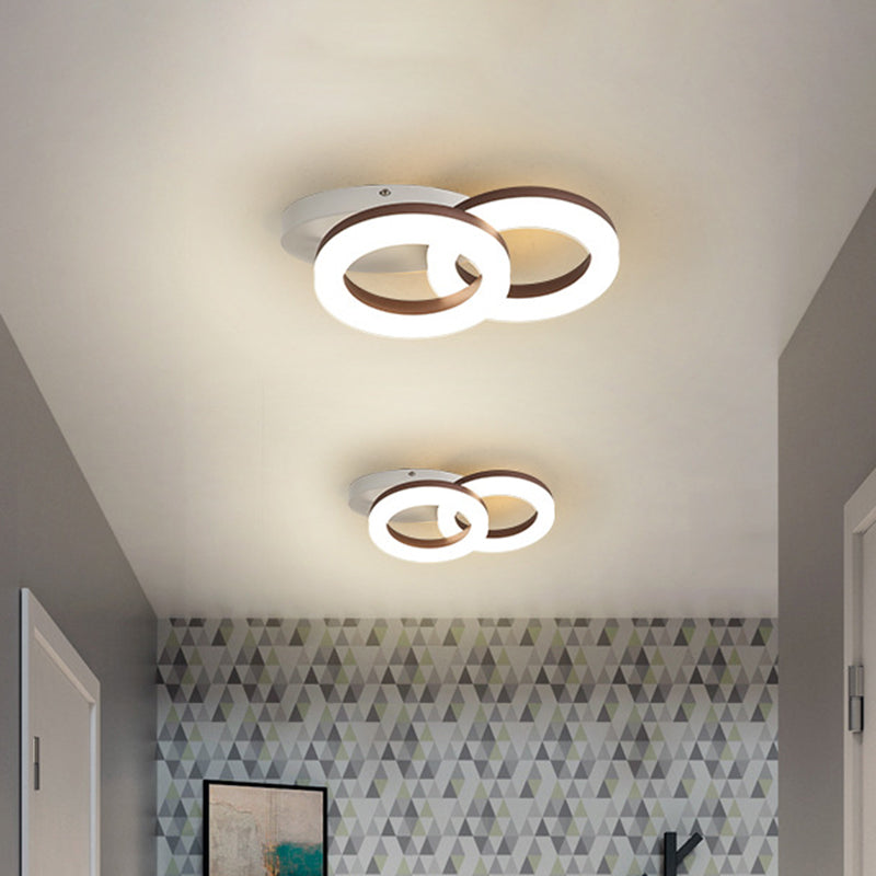 Contemporary LED Flush Mount Light with White/Warm Glow & Metal Ring in 8.5"/11.5" Width