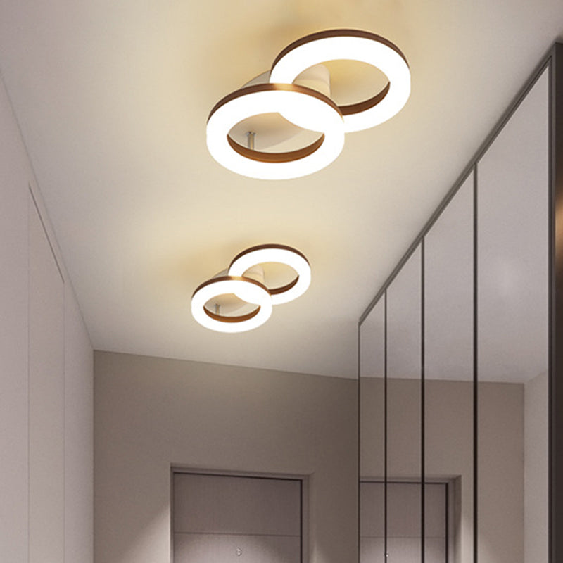 Contemporary Led Flush Mount Light With White/Warm Glow & Metal Ring In 8.5/11.5 Width