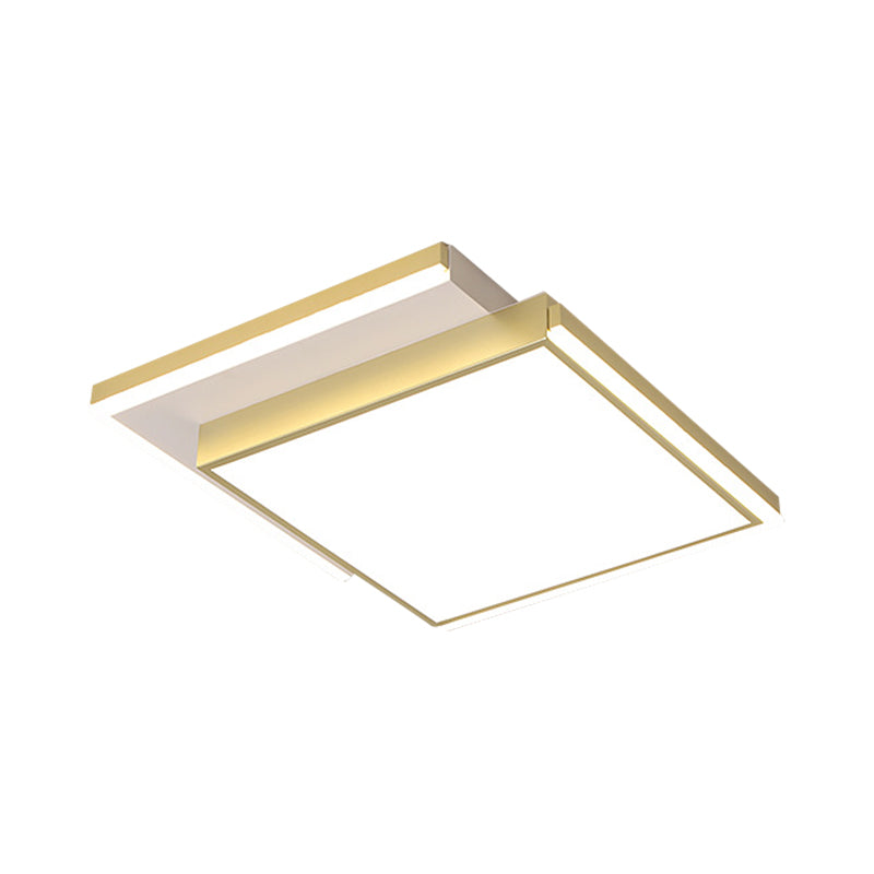 Modernist 2-Tier Square Metal Led Flush Mount Ceiling Light In Gold - 16/19.5 Width For Bedroom