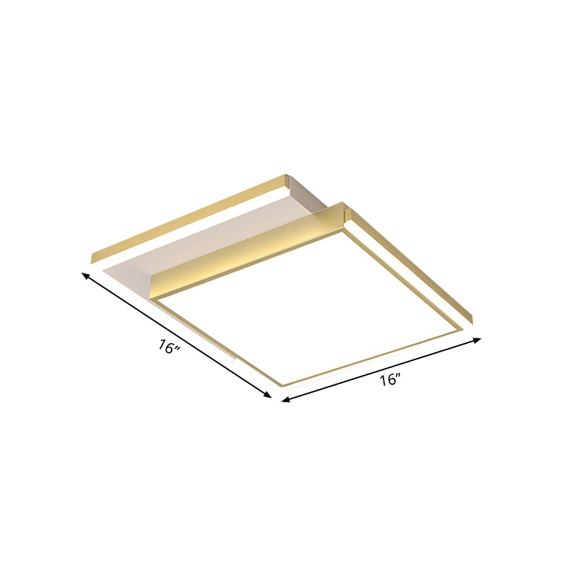 Modernist 2-Tier Square Metal Led Flush Mount Ceiling Light In Gold - 16/19.5 Width For Bedroom