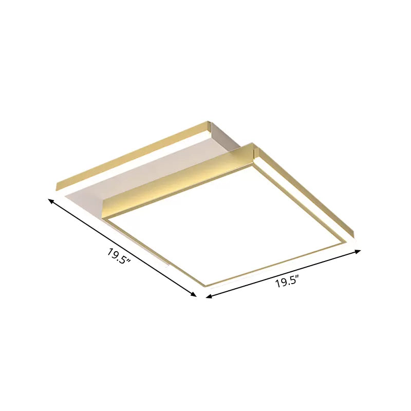 Modernist 2-Tier Square Metal Led Flush Mount Ceiling Light In Gold - 16/19.5 Width For Bedroom