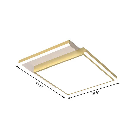 Modernist 2-Tier Square Metal Led Flush Mount Ceiling Light In Gold - 16/19.5 Width For Bedroom