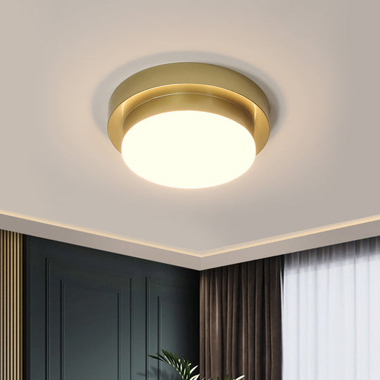 Simplicity Metallic LED Flushmount Ceiling Light in Gold - Triangle/Round/Square Design for Corridors