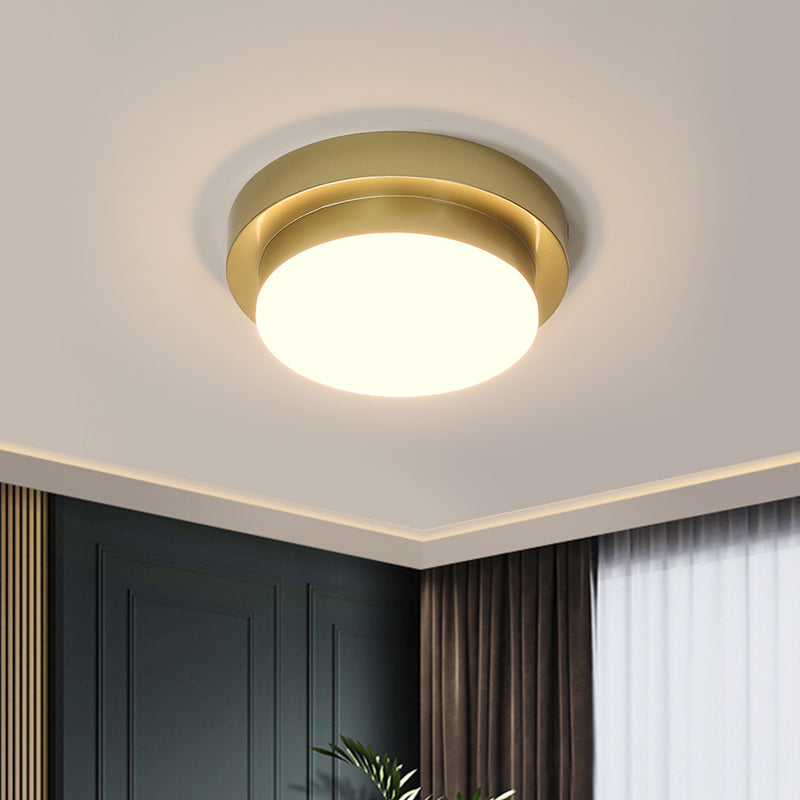 Simplicity Metallic Led Flushmount Ceiling Light In Gold - Triangle/Round/Square Design For