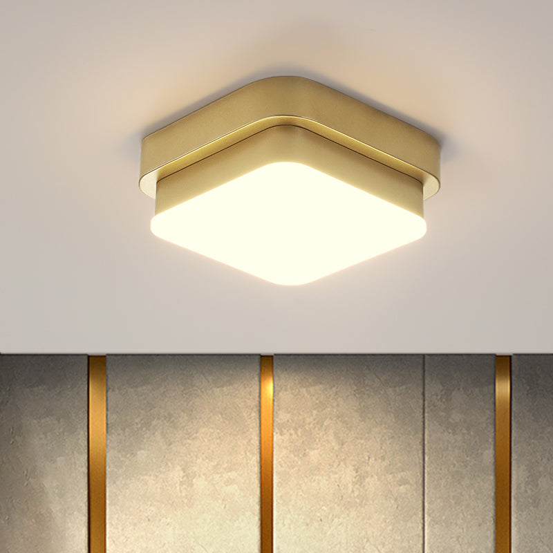 Simplicity Metallic LED Flushmount Ceiling Light in Gold - Triangle/Round/Square Design for Corridors