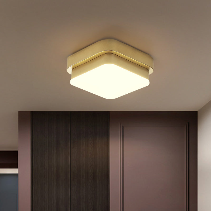 Simplicity Metallic LED Flushmount Ceiling Light in Gold - Triangle/Round/Square Design for Corridors