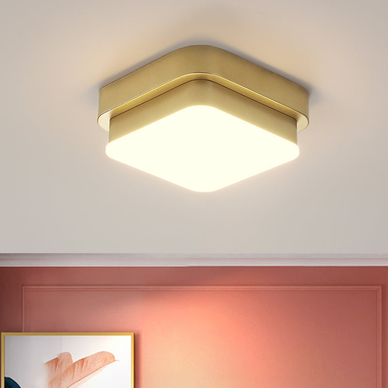 Simplicity Metallic LED Flushmount Ceiling Light in Gold - Triangle/Round/Square Design for Corridors