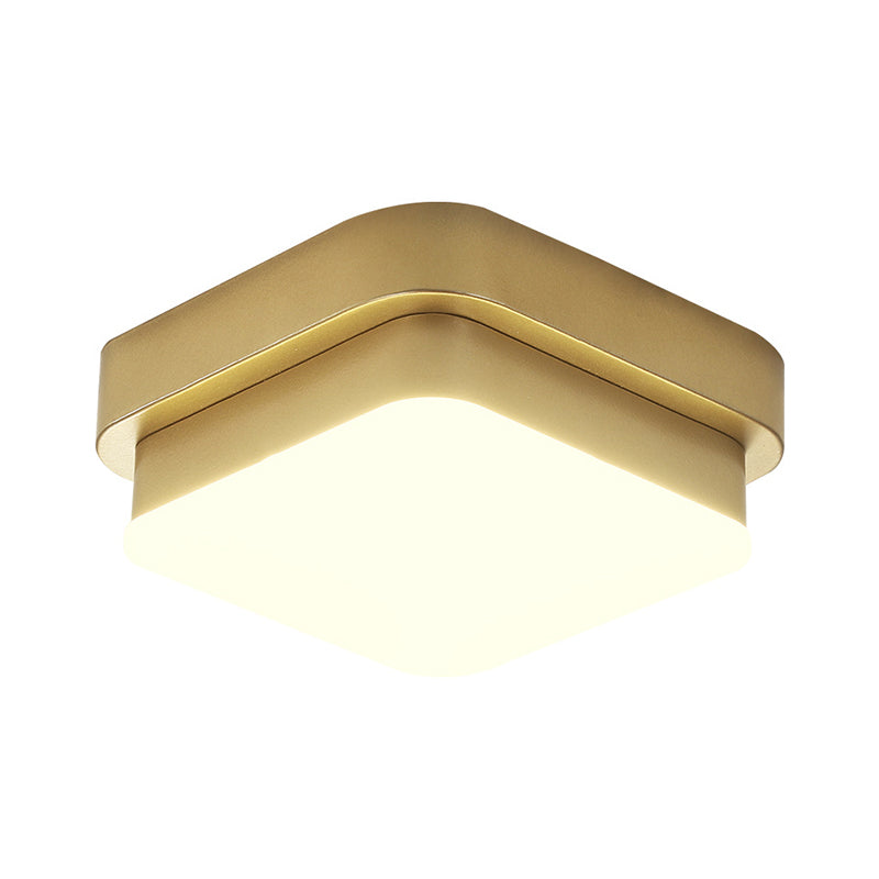 Simplicity Metallic LED Flushmount Ceiling Light in Gold - Triangle/Round/Square Design for Corridors