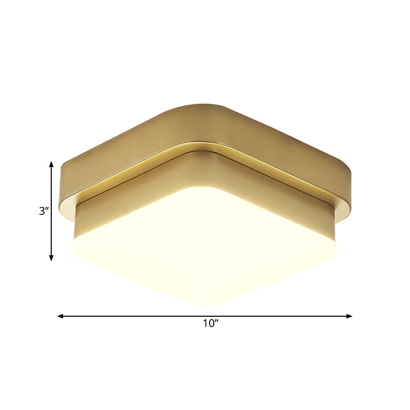 Simplicity Metallic LED Flushmount Ceiling Light in Gold - Triangle/Round/Square Design for Corridors