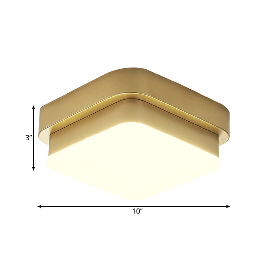 Simplicity Metallic Led Flushmount Ceiling Light In Gold - Triangle/Round/Square Design For