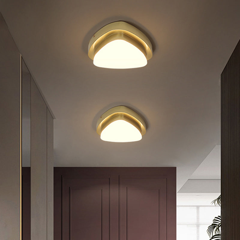 Simplicity Metallic LED Flushmount Ceiling Light in Gold - Triangle/Round/Square Design for Corridors