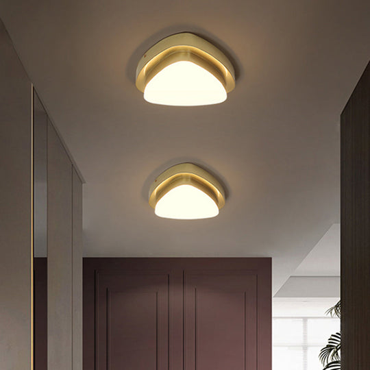 Simplicity Metallic LED Flushmount Ceiling Light in Gold - Triangle/Round/Square Design for Corridors