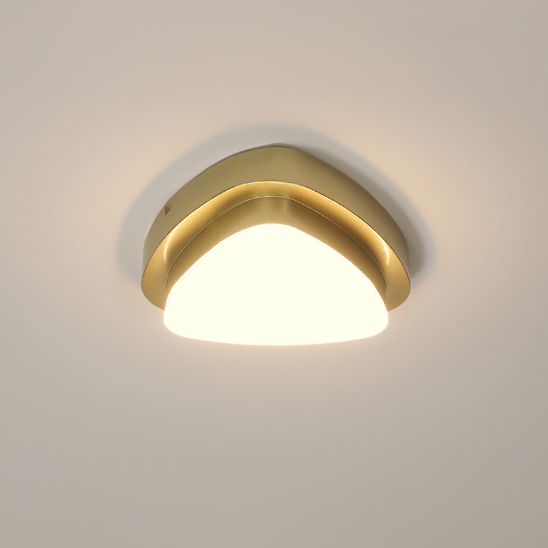 Simplicity Metallic LED Flushmount Ceiling Light in Gold - Triangle/Round/Square Design for Corridors