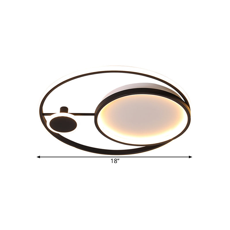 Minimalistic Acrylic Led Black Ceiling Lamp - Warm/White Light 18/21.5 Diameter