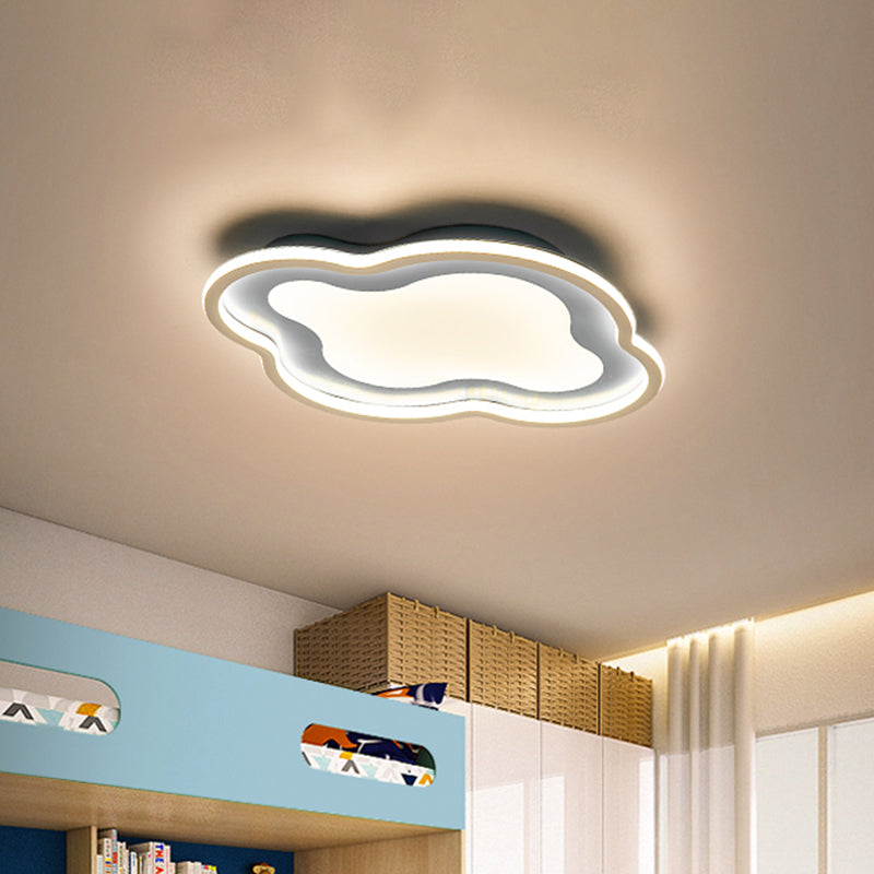 Cloud-Shape Led Ceiling Light Fixture For Nursery Room - Modern Metallic Design White/Blue