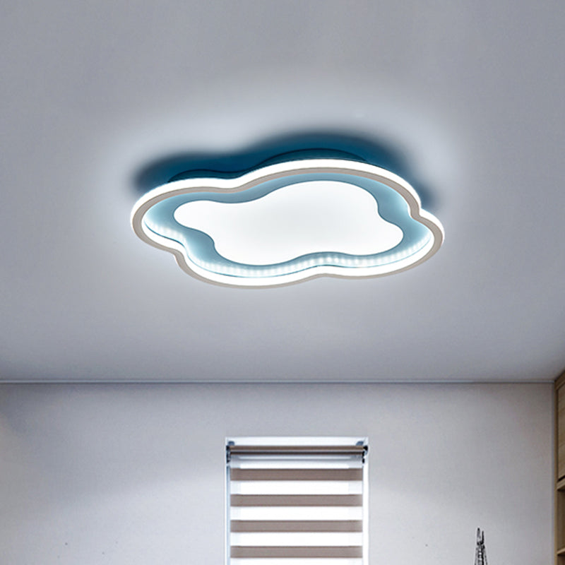 Cloud-Shape Led Ceiling Light Fixture For Nursery Room - Modern Metallic Design White/Blue