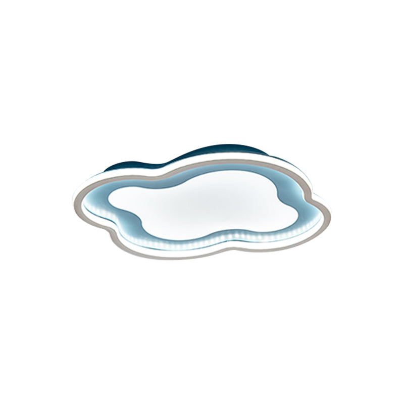 Cloud-Shape Led Ceiling Light Fixture For Nursery Room - Modern Metallic Design White/Blue