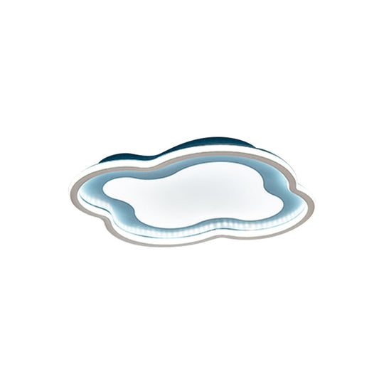 Cloud-Shape Led Ceiling Light Fixture For Nursery Room - Modern Metallic Design White/Blue