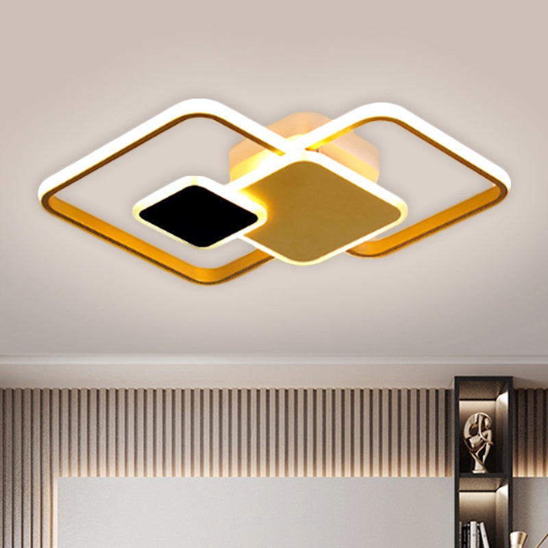 Modern Metallic Black/Gold LED Flush Mount Ceiling Light in Warm/White, 22"/32.5" Wide