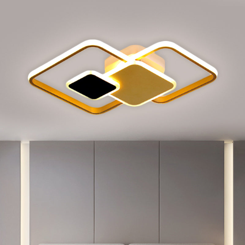 Modern Metallic Black/Gold LED Flush Mount Ceiling Light in Warm/White, 22"/32.5" Wide