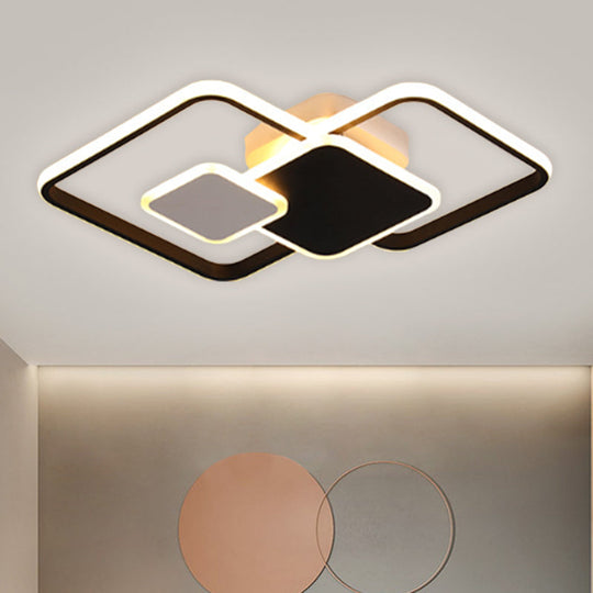 Modern Metallic Black/Gold LED Flush Mount Ceiling Light in Warm/White, 22"/32.5" Wide