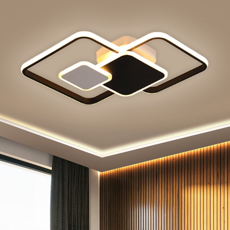 Modern Metallic Black/Gold LED Flush Mount Ceiling Light in Warm/White, 22"/32.5" Wide