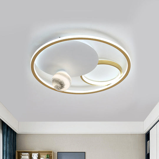 Modern Gold Acrylic LED Flush Mount Ceiling Light with Multiple Circles