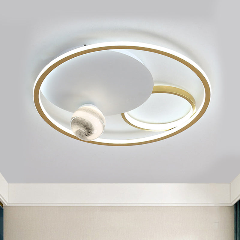 Modern Gold Acrylic LED Flush Mount Ceiling Light with Multiple Circles