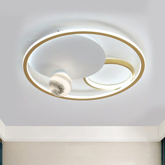 Modern Gold Acrylic Led Flush Mount Ceiling Light With Multiple Circles