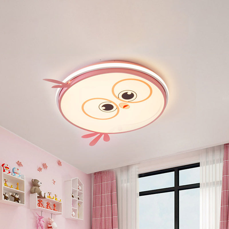 Modern Led Flush Ceiling Light For Kids Room With Colorful Chick Face Design