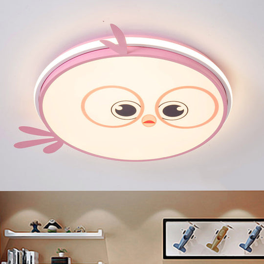 Modern Led Flush Ceiling Light For Kids Room With Colorful Chick Face Design