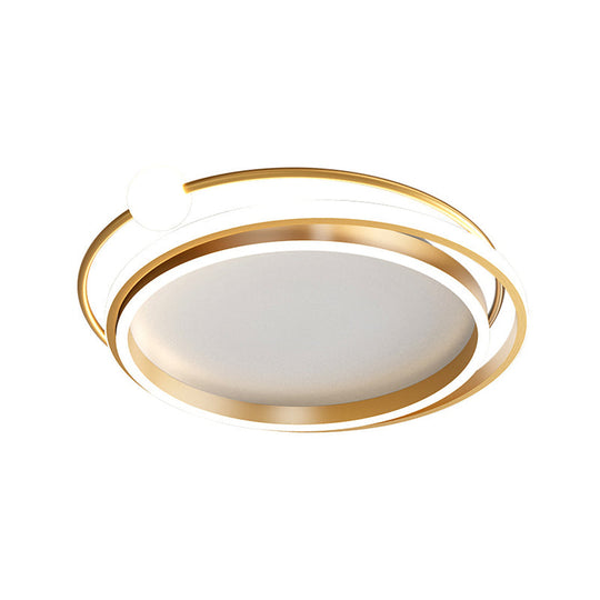 Modern Gold LED Flush Mount Ceiling Light - Metallic Overlap Circle Design - 20.5"/24.5" Wide - Warm/White Light