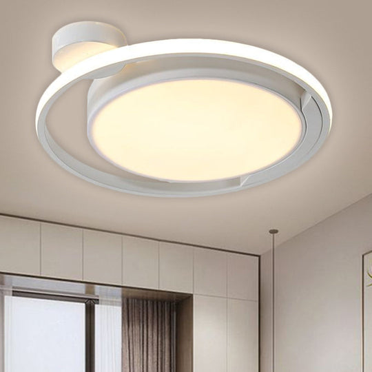 Modernist Drum Ring Ceiling Flush Mount Lighting in Black/White with LED, 18"/21.5" Width - Warm/White Light