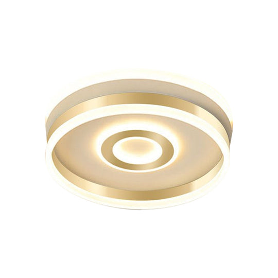 Led Gold Metallic Hoop Flush Mount Lamp In Warm/White Light 16/19.5 Wide