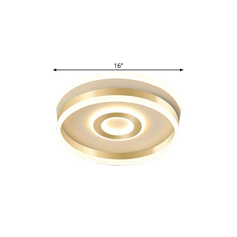 LED Gold Metallic Hoop Flush Mount Lamp in Warm/White Light, 16"/19.5" Wide